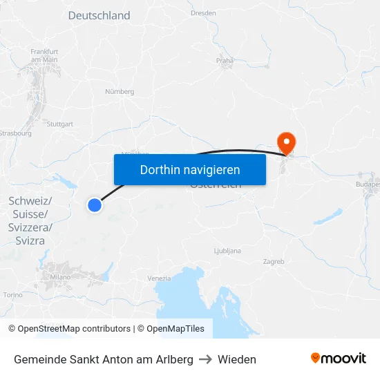 Gemeinde Sankt Anton am Arlberg to Wieden map