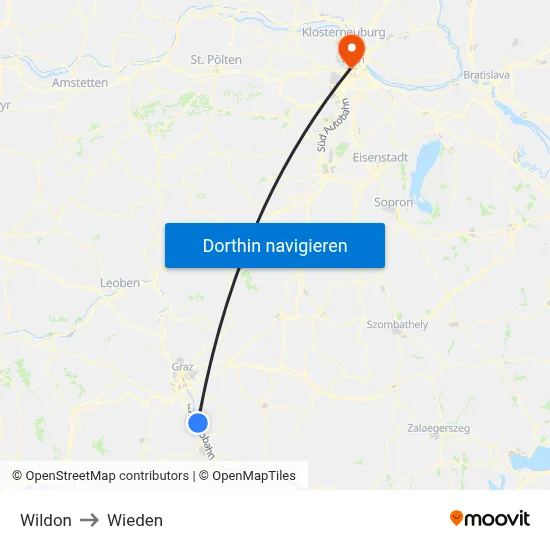 Wildon to Wieden map