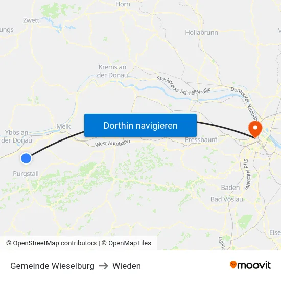 Gemeinde Wieselburg to Wieden map