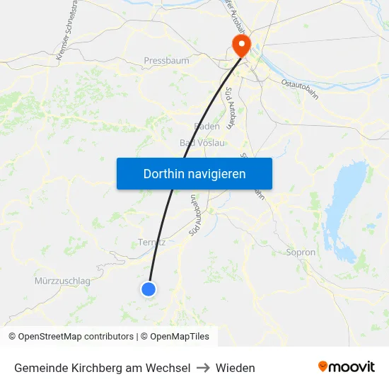 Gemeinde Kirchberg am Wechsel to Wieden map