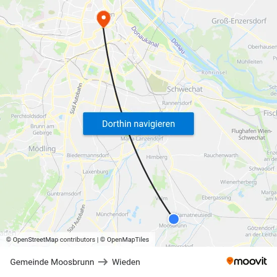 Gemeinde Moosbrunn to Wieden map