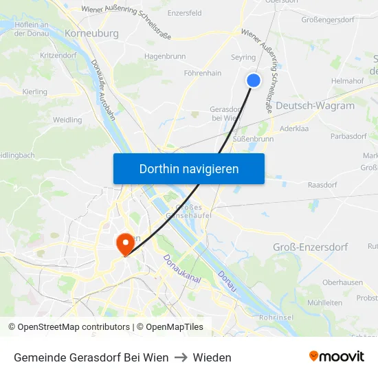 Gemeinde Gerasdorf Bei Wien to Wieden map