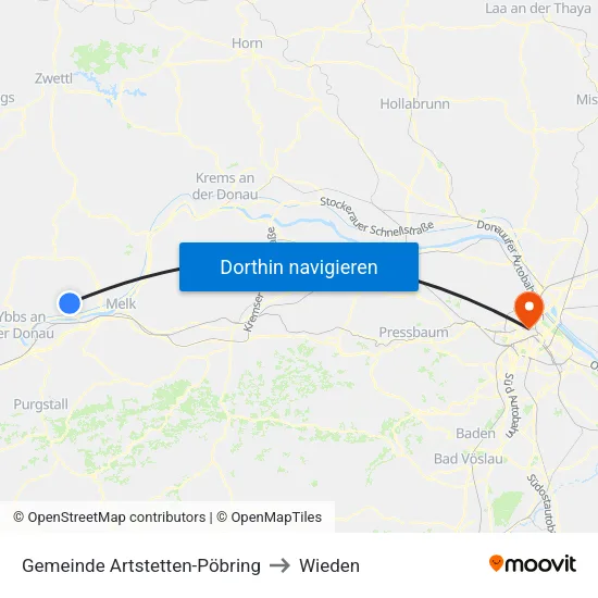 Gemeinde Artstetten-Pöbring to Wieden map