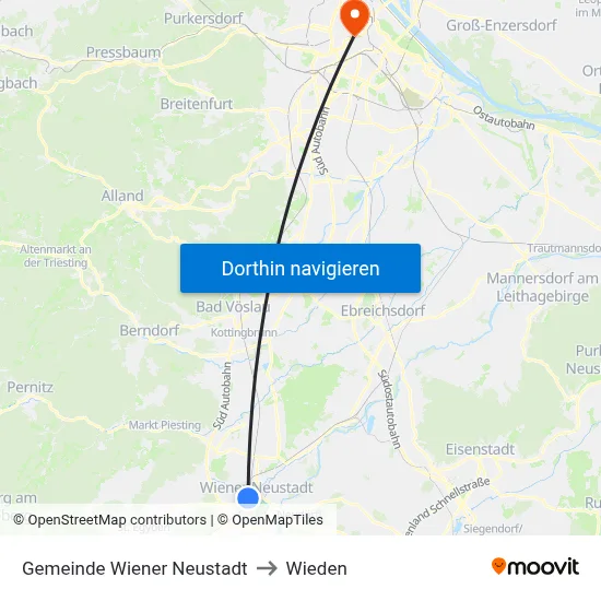 Gemeinde Wiener Neustadt to Wieden map