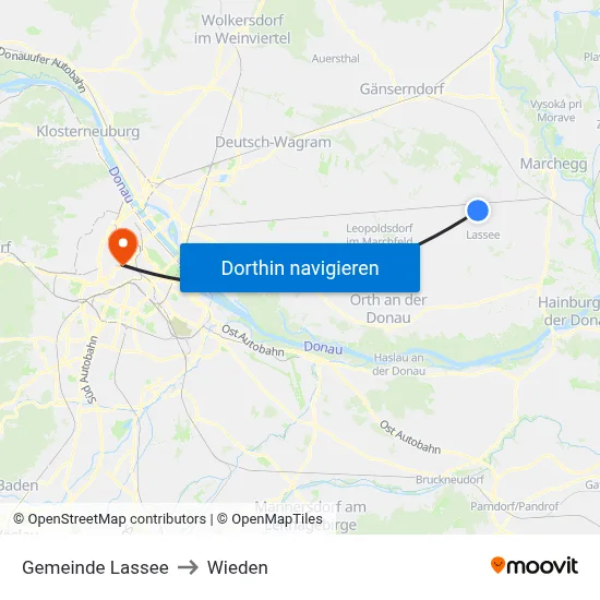 Gemeinde Lassee to Wieden map