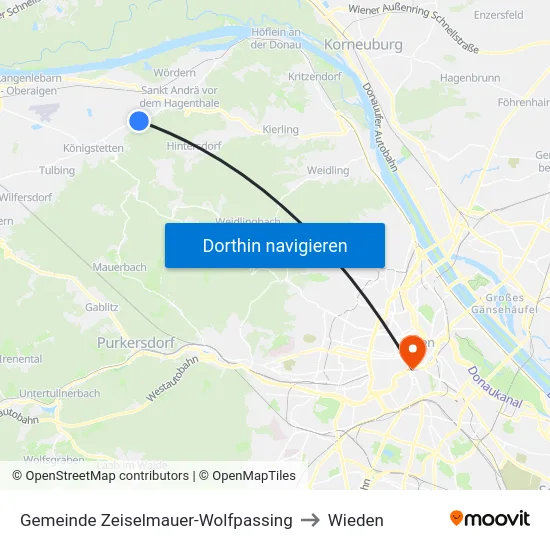 Gemeinde Zeiselmauer-Wolfpassing to Wieden map