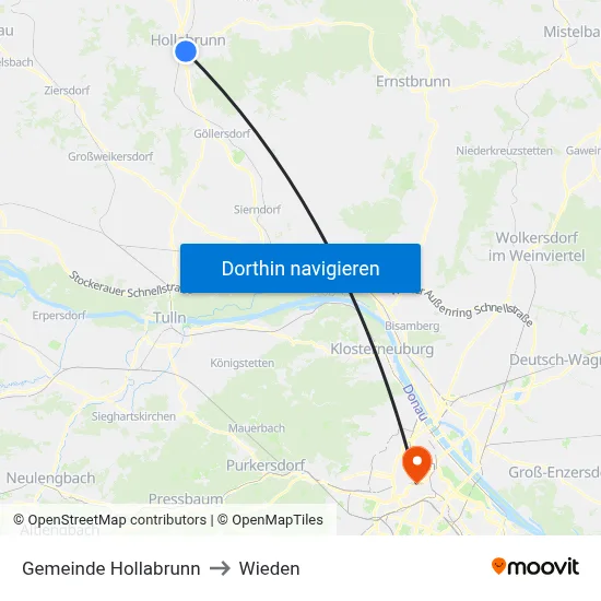 Gemeinde Hollabrunn to Wieden map