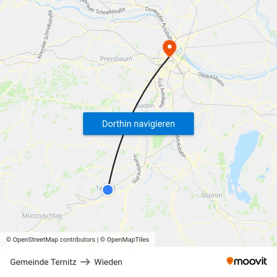 Gemeinde Ternitz to Wieden map