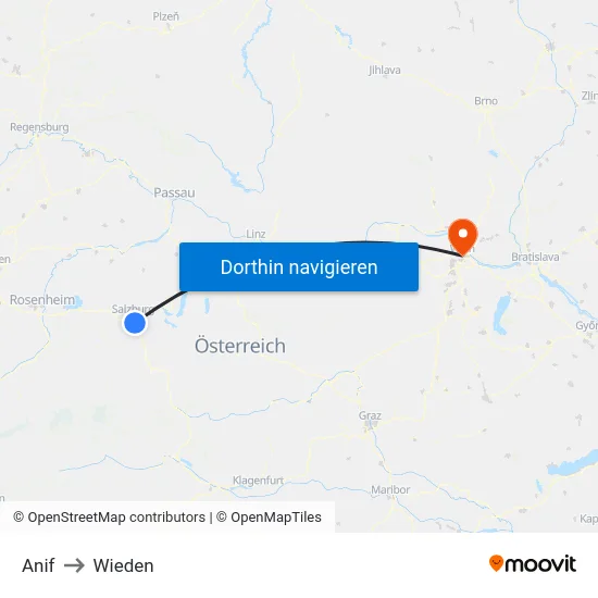 Anif to Wieden map