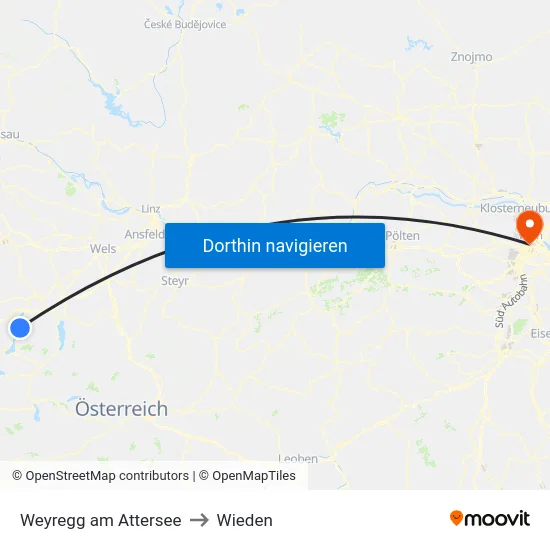 Weyregg am Attersee to Wieden map