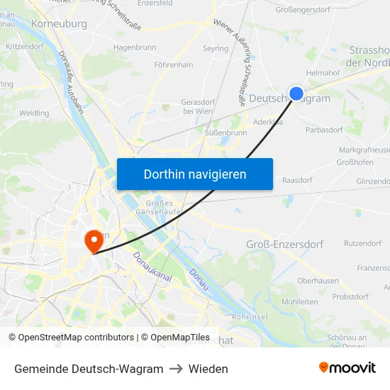 Gemeinde Deutsch-Wagram to Wieden map