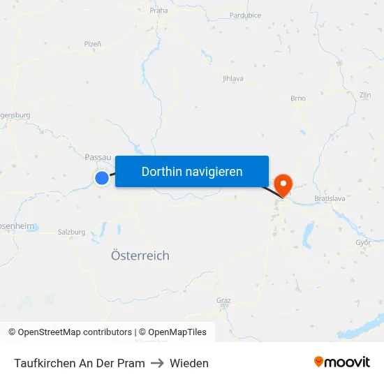 Taufkirchen An Der Pram to Wieden map