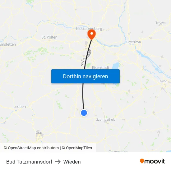Bad Tatzmannsdorf to Wieden map