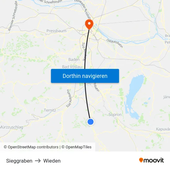Sieggraben to Wieden map