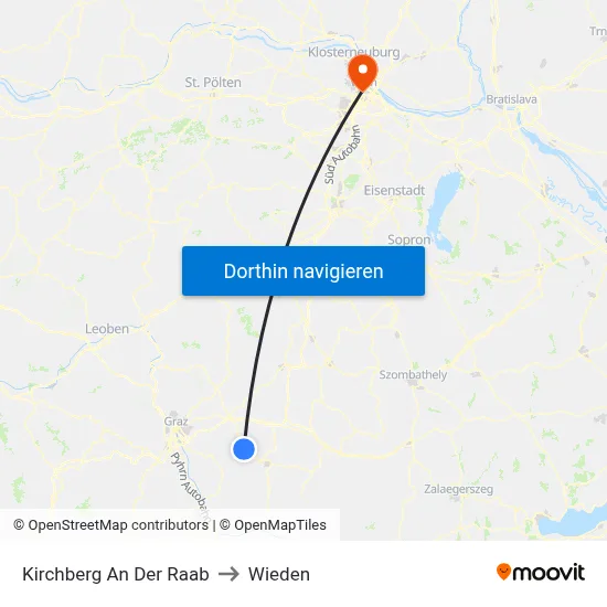 Kirchberg An Der Raab to Wieden map