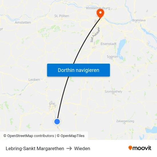 Lebring-Sankt Margarethen to Wieden map