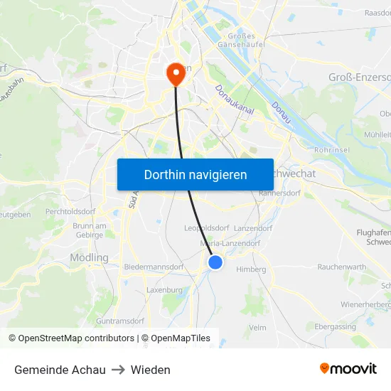 Gemeinde Achau to Wieden map