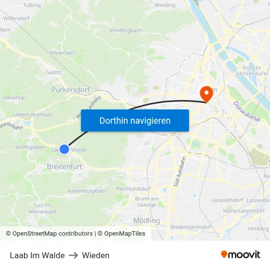 Laab Im Walde to Wieden map