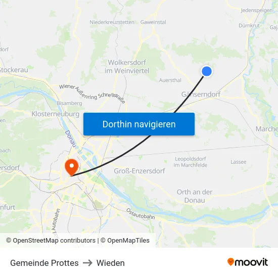 Gemeinde Prottes to Wieden map