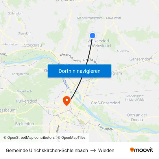 Gemeinde Ulrichskirchen-Schleinbach to Wieden map