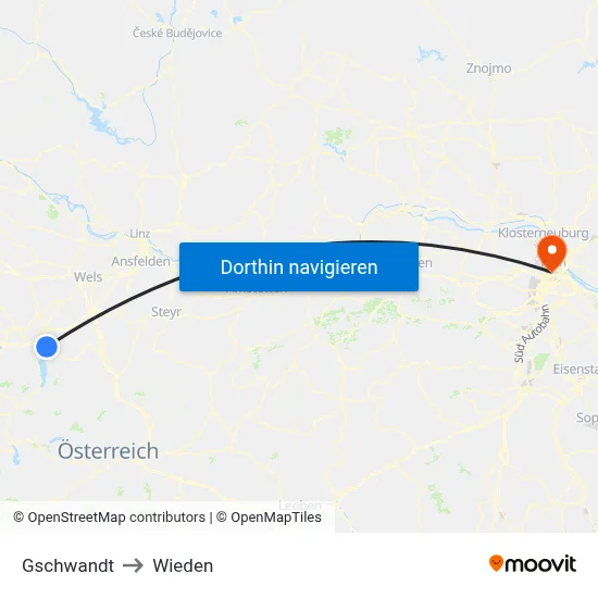 Gschwandt to Wieden map