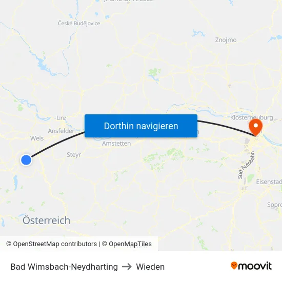 Bad Wimsbach-Neydharting to Wieden map