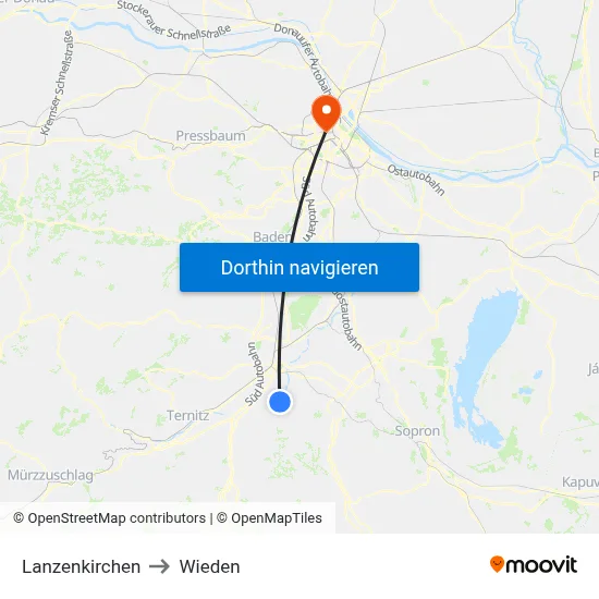 Lanzenkirchen to Wieden map