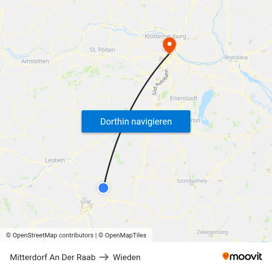 Mitterdorf An Der Raab to Wieden map