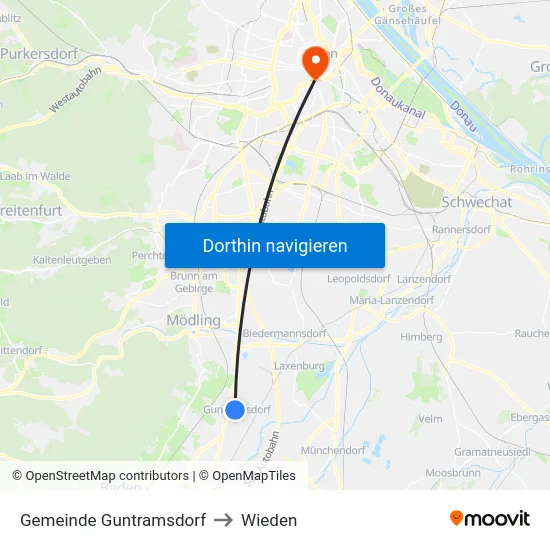 Gemeinde Guntramsdorf to Wieden map