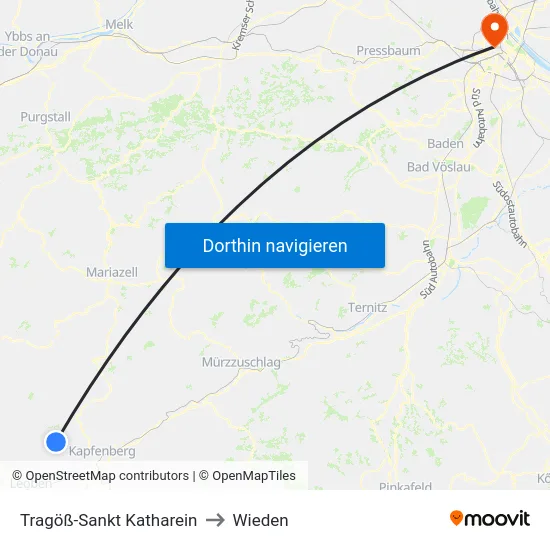 Tragöß-Sankt Katharein to Wieden map