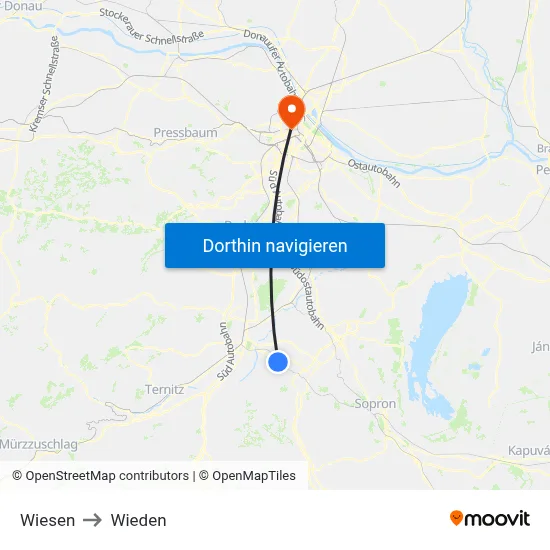 Wiesen to Wieden map
