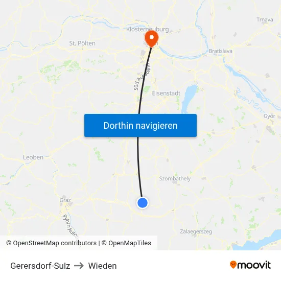 Gerersdorf-Sulz to Wieden map
