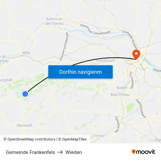 Gemeinde Frankenfels to Wieden map