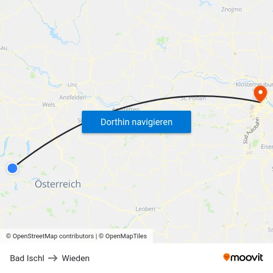 Bad Ischl to Wieden map