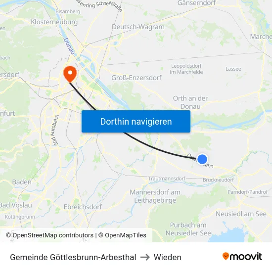 Gemeinde Göttlesbrunn-Arbesthal to Wieden map