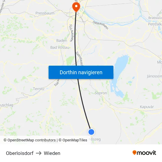 Oberloisdorf to Wieden map