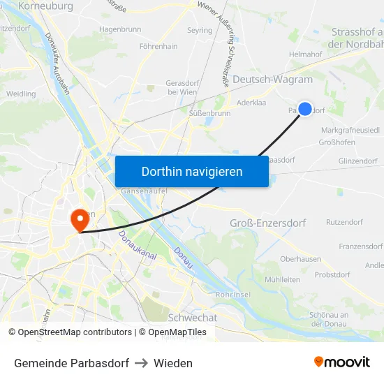 Gemeinde Parbasdorf to Wieden map