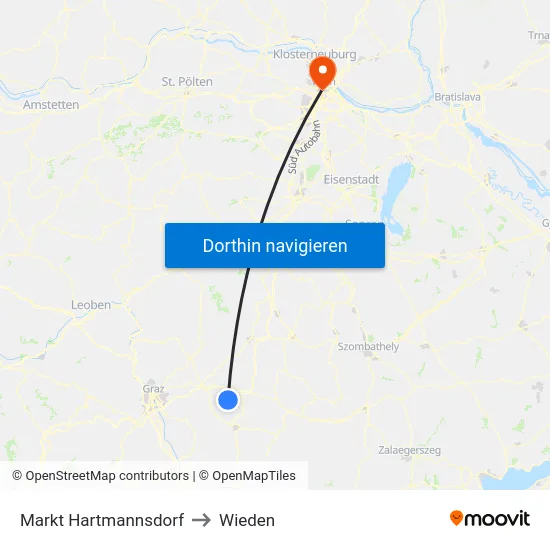 Markt Hartmannsdorf to Wieden map