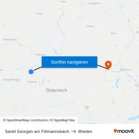 Sankt Georgen am Fillmannsbach to Wieden map