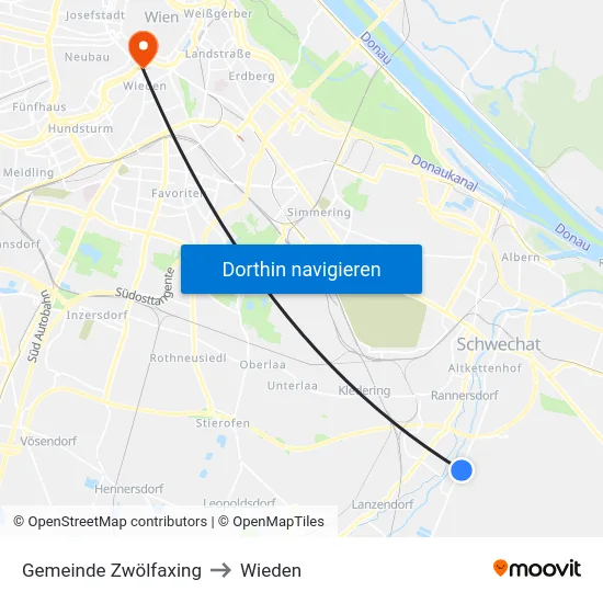 Gemeinde Zwölfaxing to Wieden map