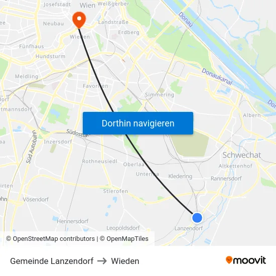 Gemeinde Lanzendorf to Wieden map