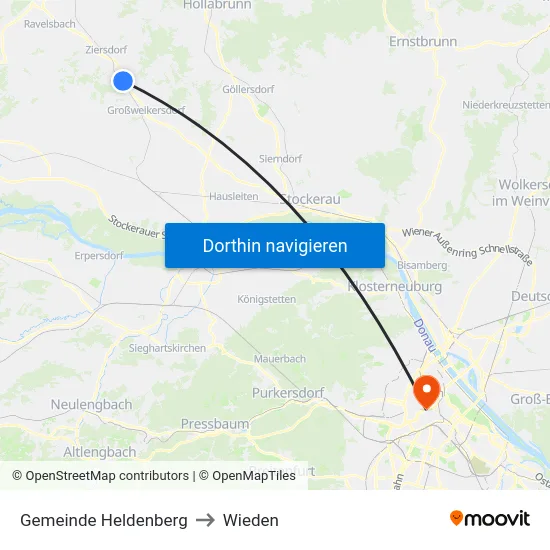 Gemeinde Heldenberg to Wieden map