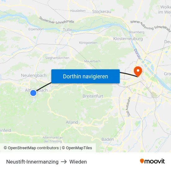 Neustift-Innermanzing to Wieden map