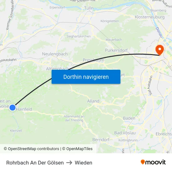 Rohrbach An Der Gölsen to Wieden map