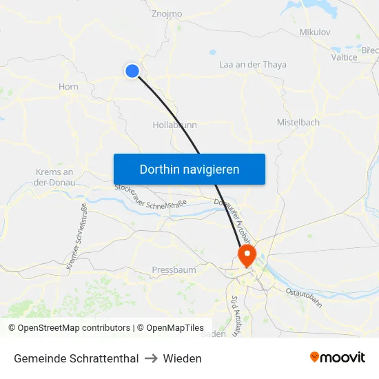 Gemeinde Schrattenthal to Wieden map