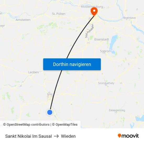 Sankt Nikolai Im Sausal to Wieden map