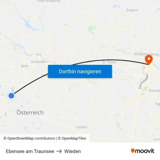 Ebensee am Traunsee to Wieden map