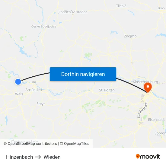 Hinzenbach to Wieden map