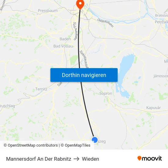 Mannersdorf An Der Rabnitz to Wieden map