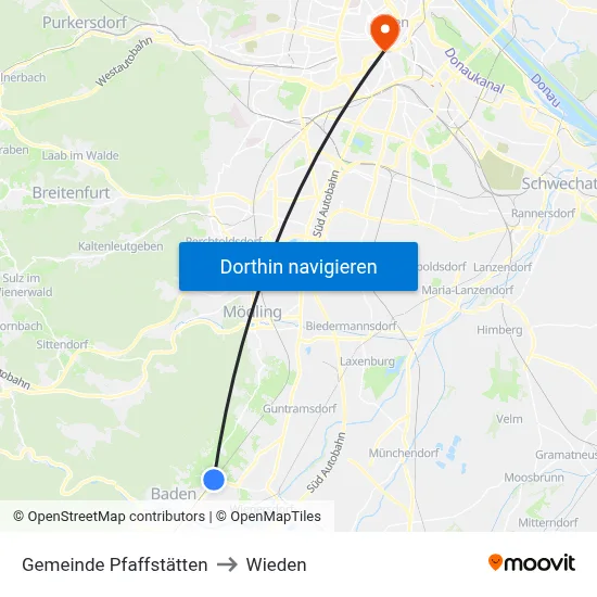 Gemeinde Pfaffstätten to Wieden map